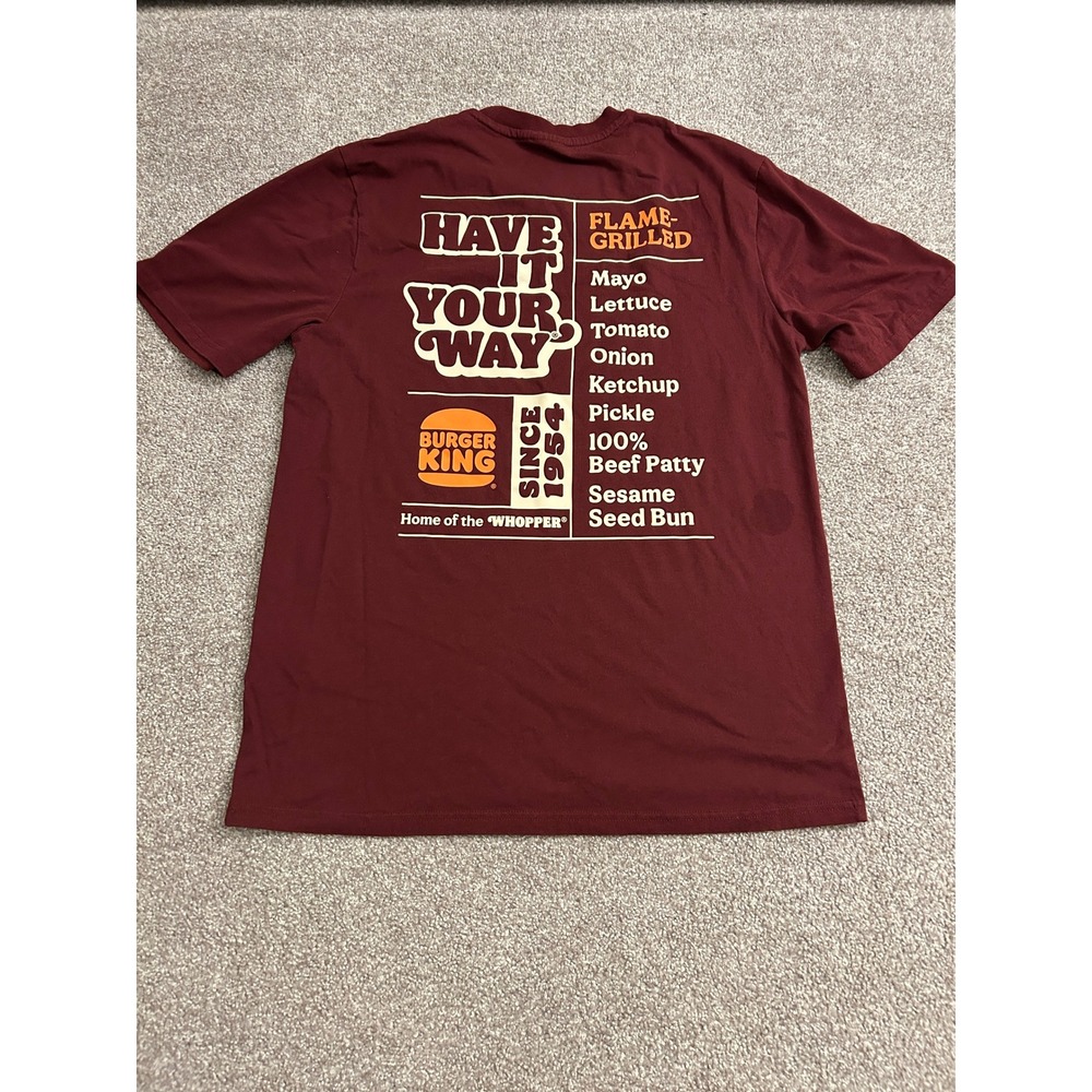 Burger King T Shirt Mens Medium Red Excellent Graphic Have It Your Way Whopper